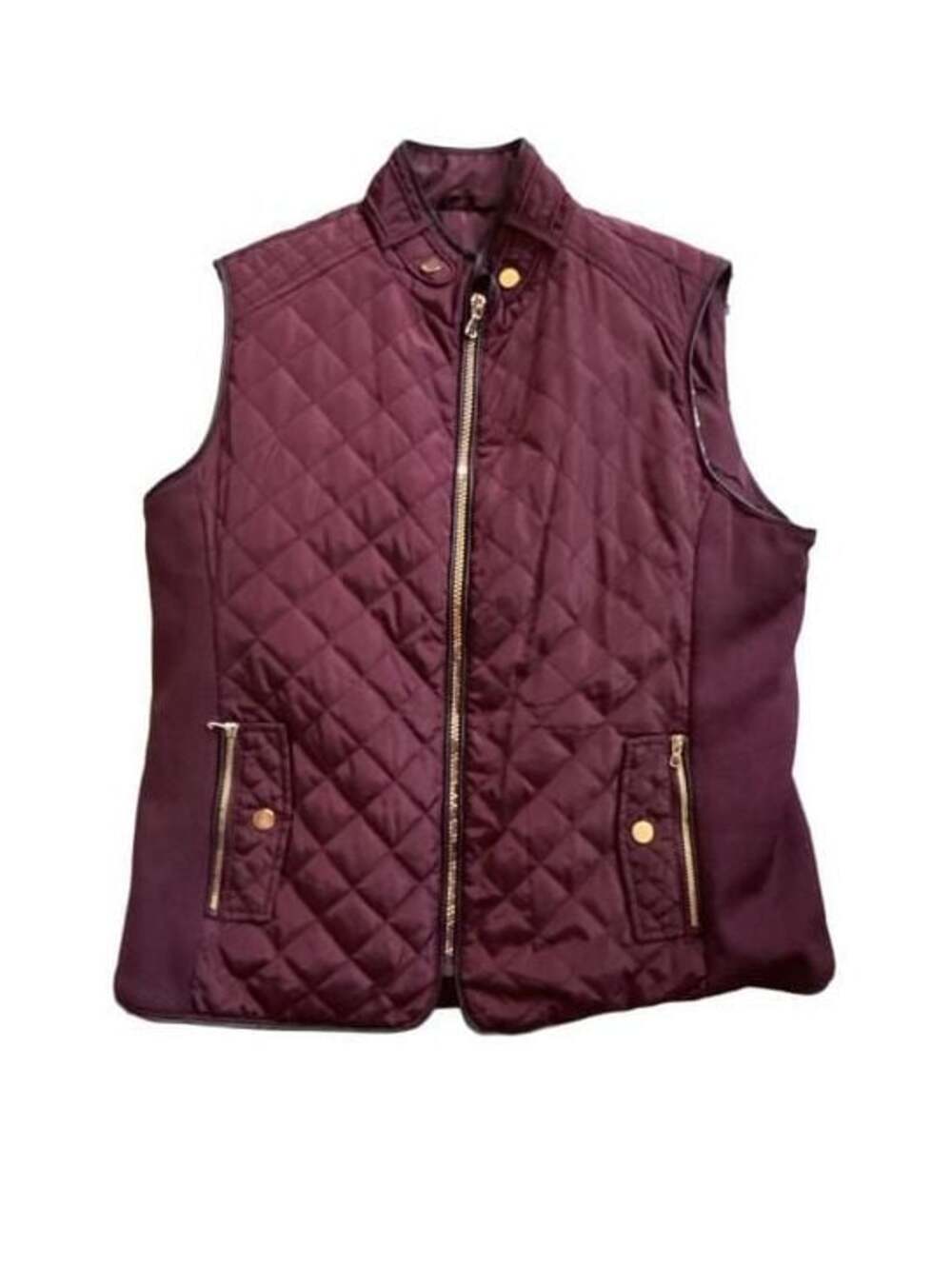 Cavalini Los Angeles Outerwear Women's Quilted Sherpa Lined Zip Vest Burgundy